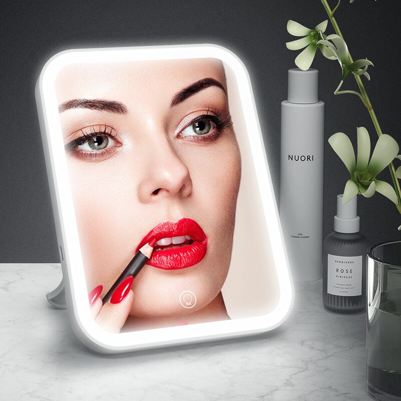 LED Makeup Mirror Illuminated Flexible Cosmetic Table Mirror With Light for Make Up Adjustable Light 27/33 Touch Screen