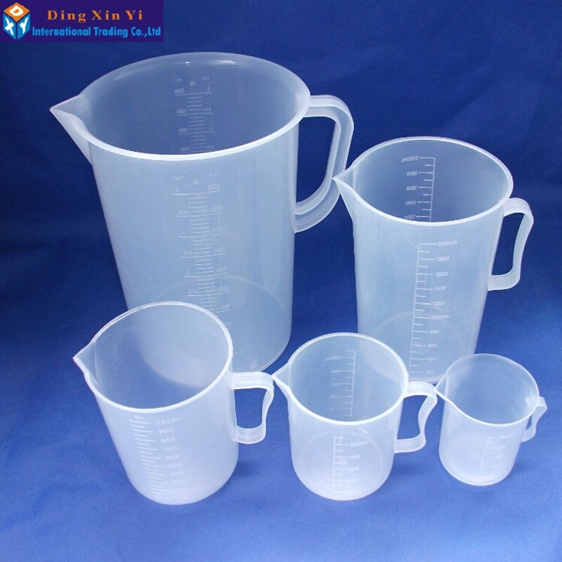 Gobelet de laboratoire de mesure en plastique, avec poignée, verre de mesure en plastique blanc clair, 5000ML, 1 pièce