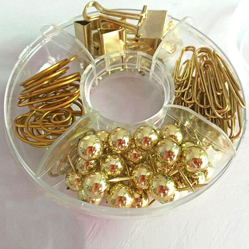 Lot de 65 trombones décoratifs, punaises multi-types, pinces à longue queue, trombone, pince à papier pour l'école, la maison et le bureau (g
