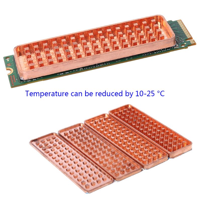 Copper NVME M.2 Heat sink 2280 SSD Metal Sheet Thermal Conductivity Silicone Wafer Cooling Fan M2 Heatsink