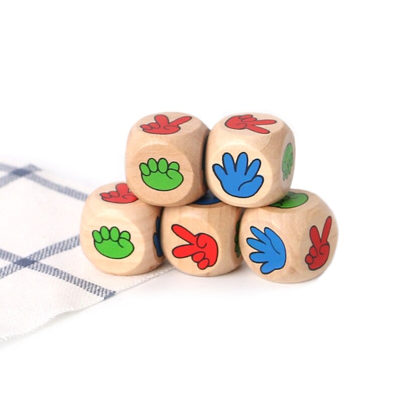 5pcs Drinking Game Rock Paper Scissors Finger-Guessing 20mm Wood Dice Bar Toys Multi Sides Dice for Board Game