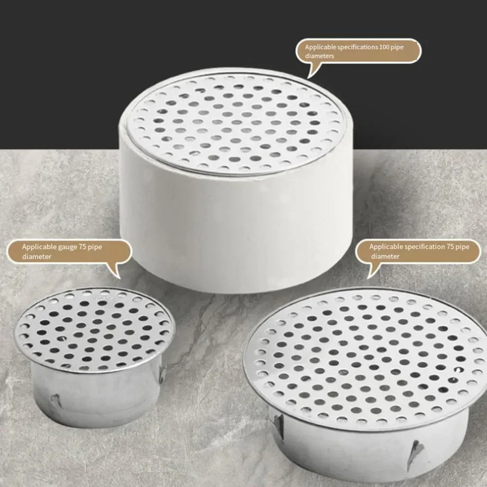 Coperchio di scarico per bagno in acciaio inossidabile ricevitore per capelli Tappo di drenaggio per balcone Tappo per tetto esterno da giardino Filtro da pavimento antiblocco