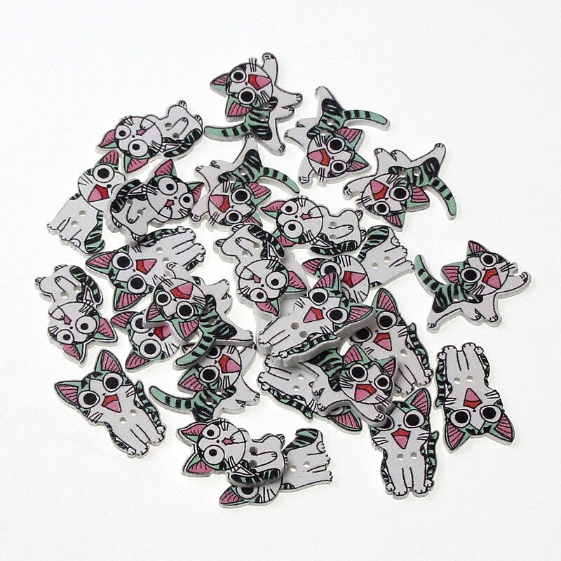 50Pcs Mixed Style 2 Holes Wood Buttons For Clothes Sewing Craft Scrapbooking Handicraft Buttons DIY Apparel Accessories: B02311-1