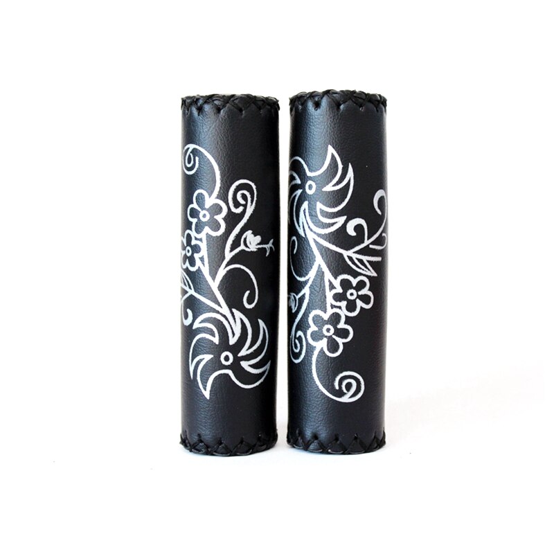 1 Paar Fiets Handvatten Gestikt Leer Mtb Bmx Road Mountain Fietsen Fiets Stuur End Grips