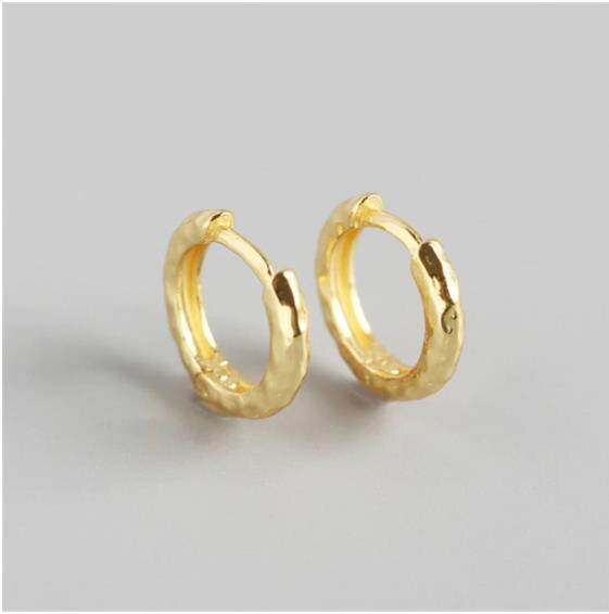 ROXI 925 Sterling Silver Simple Round Stud Earrings for Women Geometric Circle Earrings Personality Irregular Korean Earrings: Gold