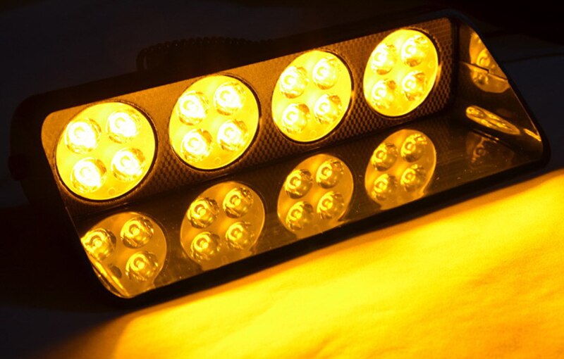16 LED Frontscheibe Strobe Auto Warnung Licht Saugnapf Scoop Polizei Blinken Sichere Alarm Nebel Lampe Notfall Signal Lichter DC 12V: Bernstein
