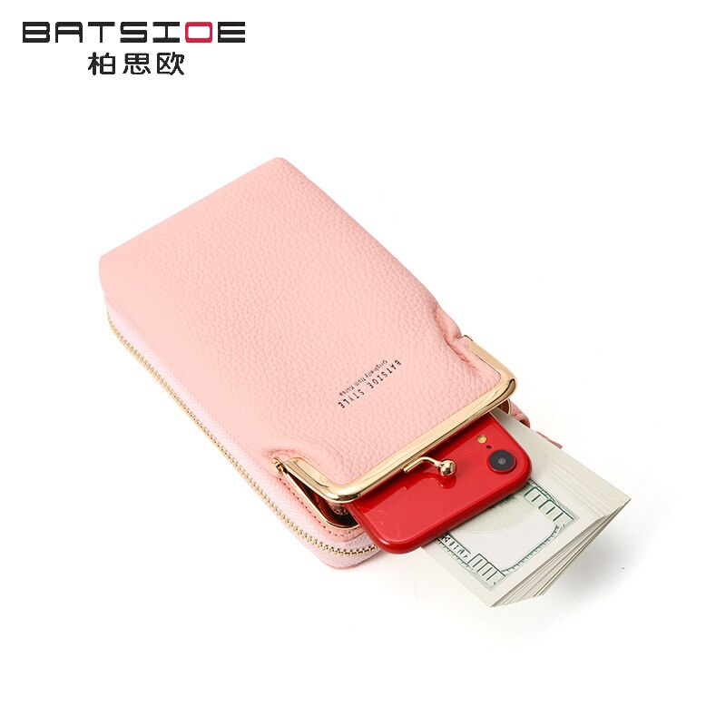 Batsioe-Bolso de teléfono para mujer, Cartera de estilo coreano de gran capacidad, longitud media, informal, con cremallera, bandolera Vertical, novedad de