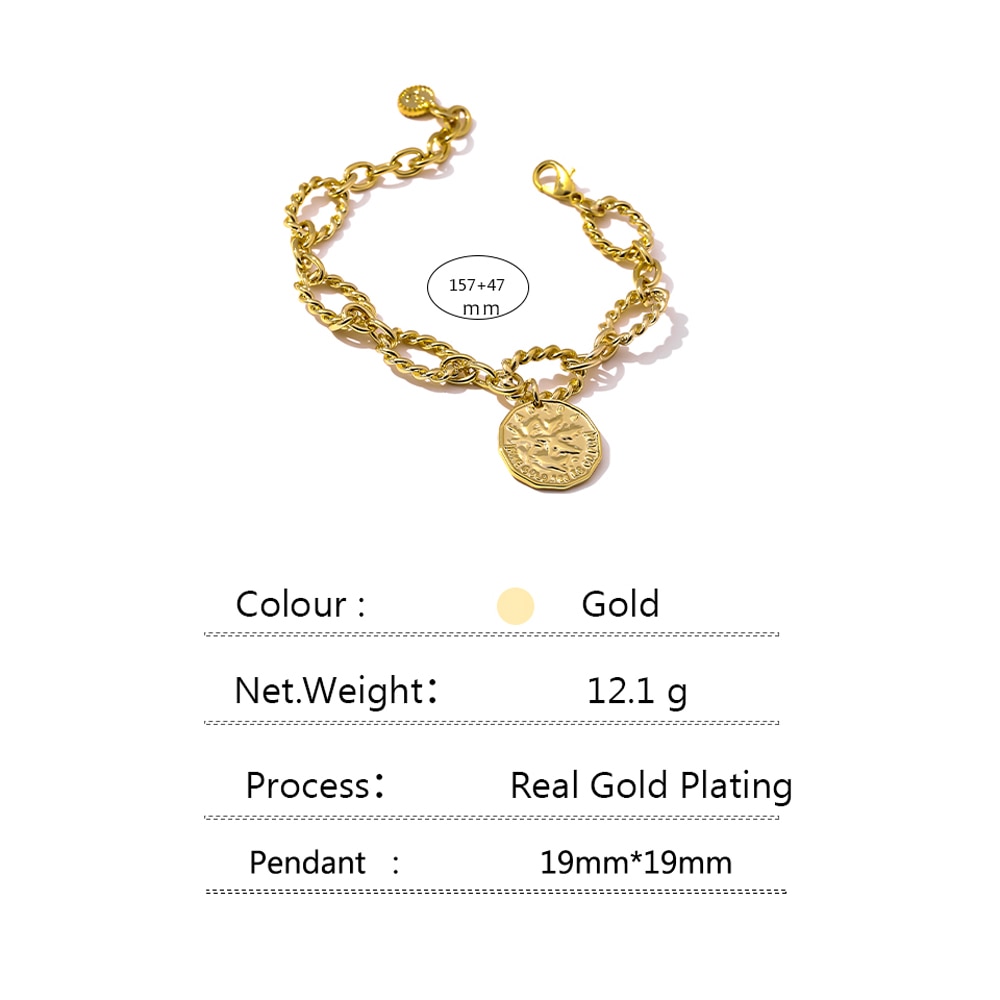 Yhpup Charm Metal Twisted Texture Bracelet Statement Gold Color Copper Geometric Wrist Bracelet Jewelry Summer Party