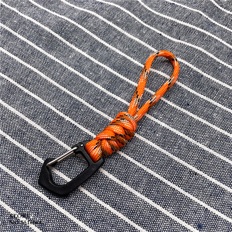LLavero de Paracord para exteriores, cordón de nailon trenzado, cuerda de paracaídas de alta resistencia, mosquetón, llavero para mochila de teléfono: Negro de piano