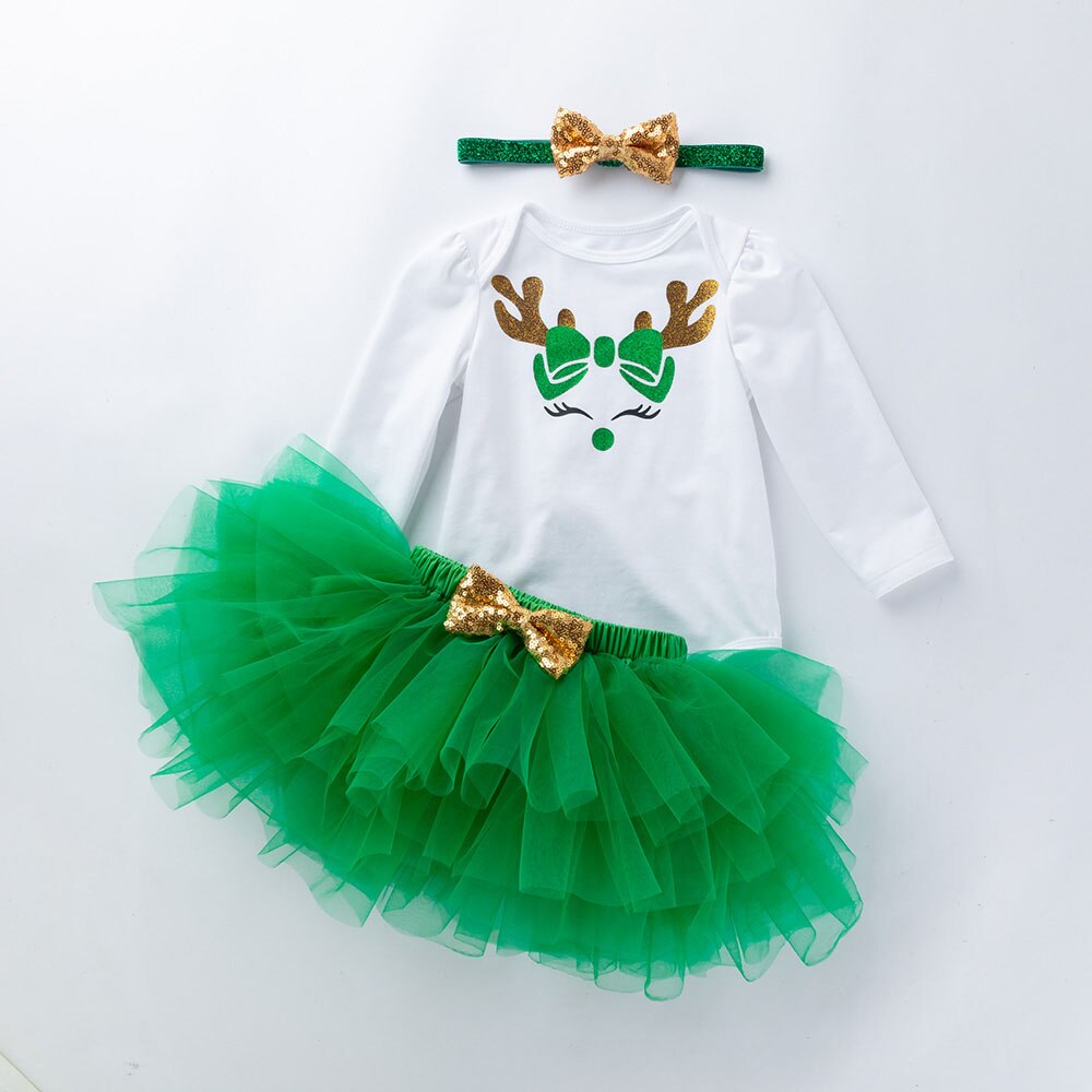 Meisje Kerst Rok Elanden Lange Mouw Meisje Rok Baby Meisje Kostuum Mooie Rode Princess Kleding Baby Tutu: GBO041 / 6m