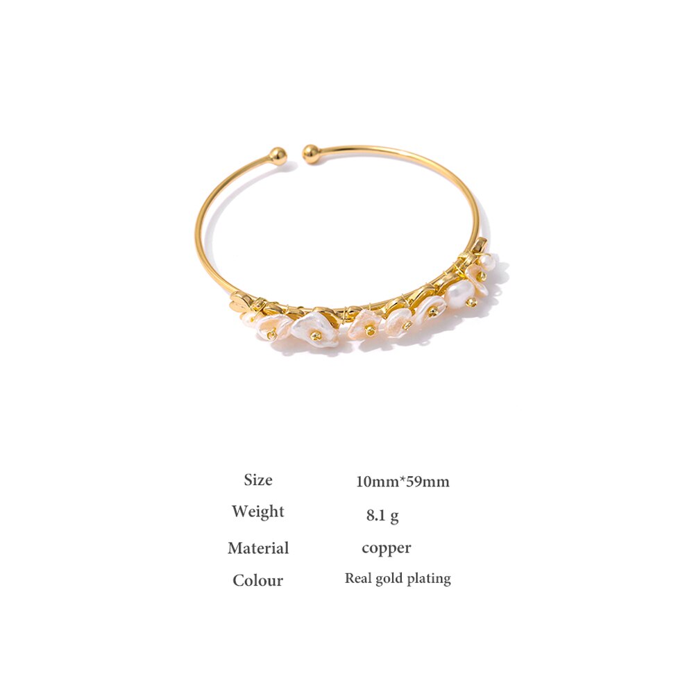 Yhpup Luxo Natural Pérola Pulseira Artesanal Pulseira para As Mulheres de Ouro Metal 18 K Pulseira De Pulso Presente украшения 2021 бижутерия