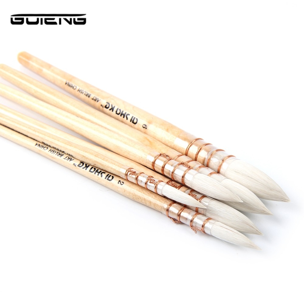 Wooden Writing Brush For Watercolor Ink Painting Chinese Calligraphy Practice Weasek Wolf Hair Brush Regular Script Supply