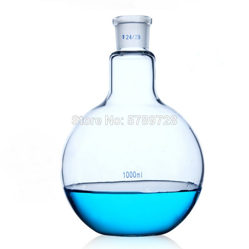 1 stk 50ml to 2000ml enkeltmundede destillationskolbe med fladbundet standard frostet mund 19# 24# 29#