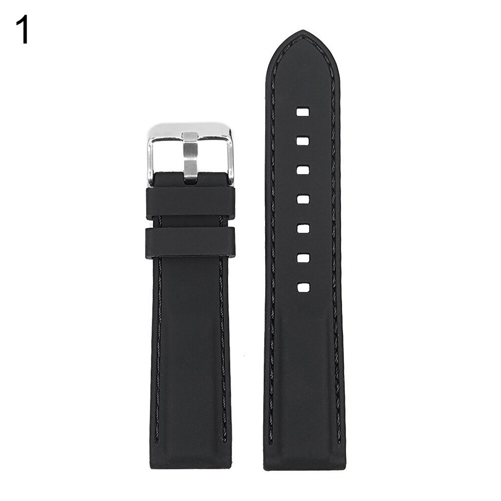 18mm-24mm bredde myk silikon klokkerem spenne klokkerem erstatning armbånd klokkerem: 3 svart svart 22mm