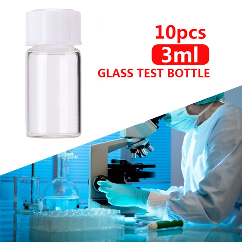 Glass Vials 3.0ml Transparent Screw Cap Seed Reagent Laboratory Medicine 10pcs/Set Leak Proof Biomedical Chemical