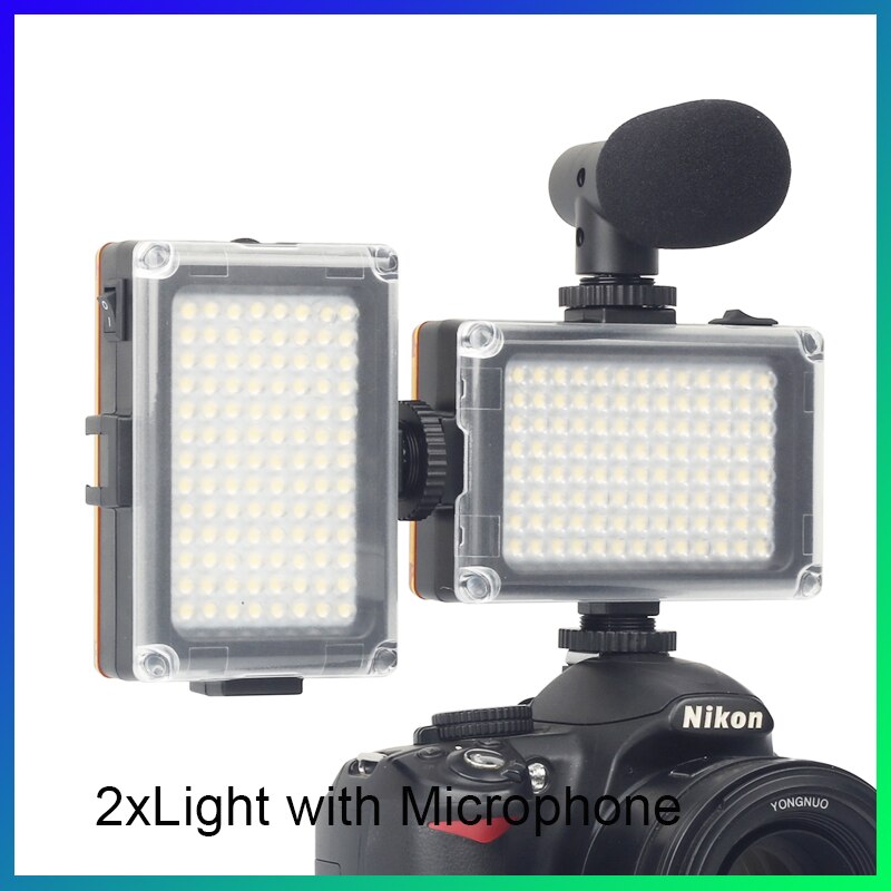 104 DSLR LED Video Light On Camera Photo Studio Lighting Shoe LED Vlog Fill Light Lamp for Smartphone DSLR SLR Camera: Mic w Light2