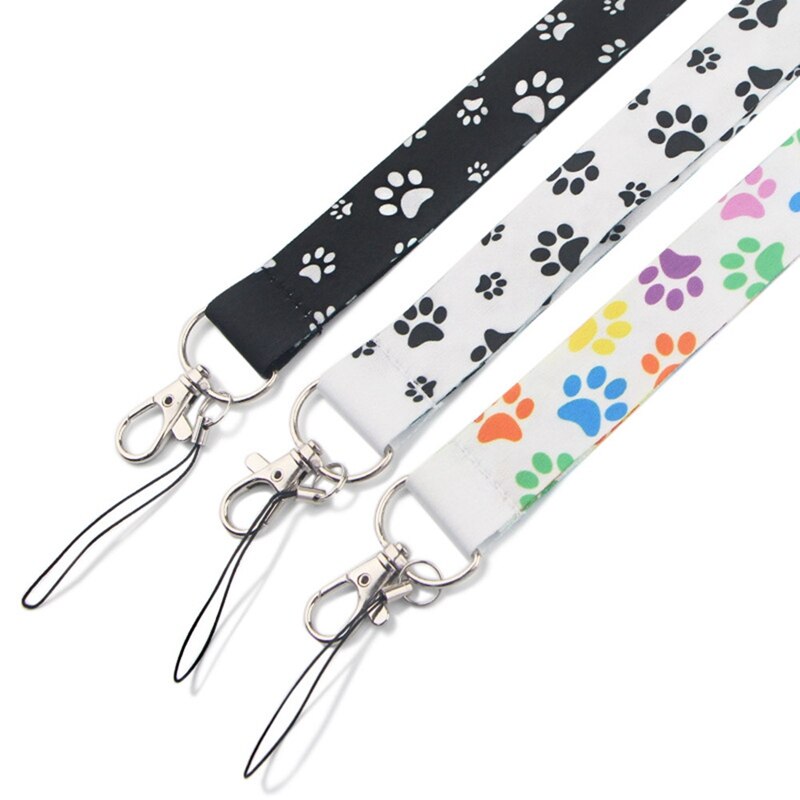 1Pc Leuke Hond Voetafdruk Schilderij Mobiele Telefoon Id Badge Houder Key Strap Sleutelhanger Accessoires Neck Lanyard Voor Smart Telefoon