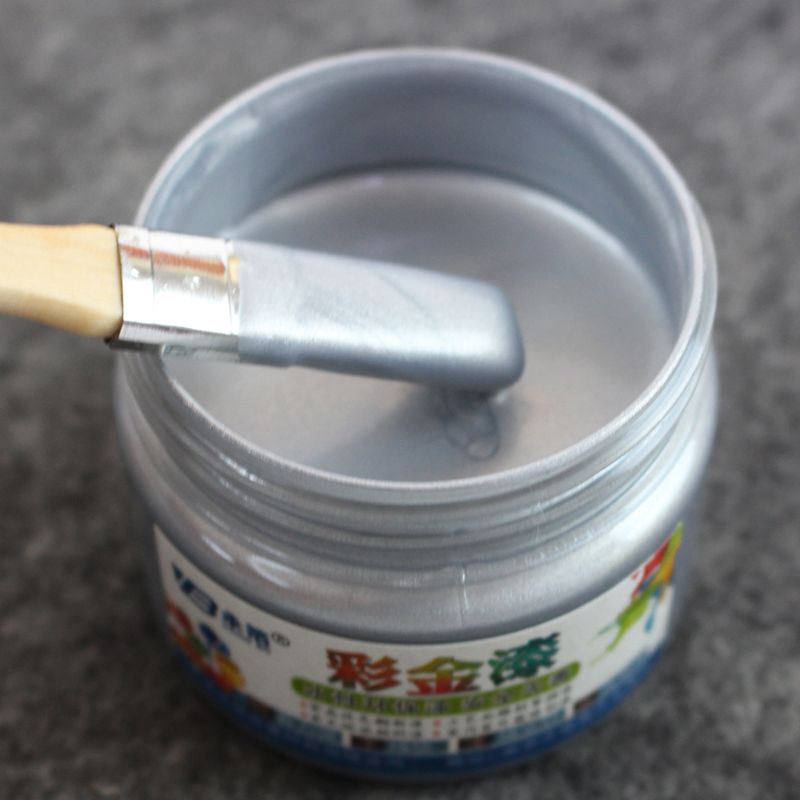 Silver Paint Wood Metal Lacquer Varnish Water-based 100g for Ceramics Furniture Iron Wooden Doors Handicrafts Wall Acrylic Paint