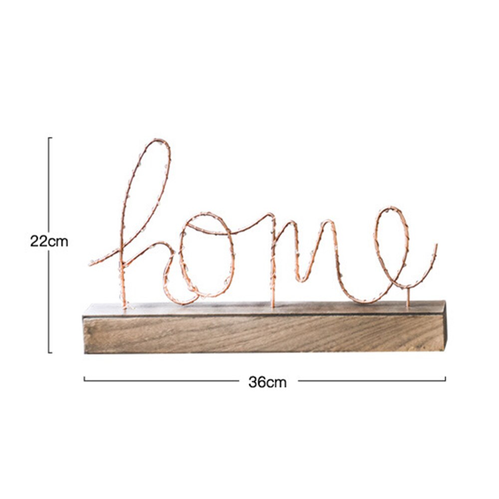 home decor Wooden Base Iron LOVE Letters Home Decorative Figurines LED Lamp Light Bedroom Layout Decor illumination Table Lamp: Home
