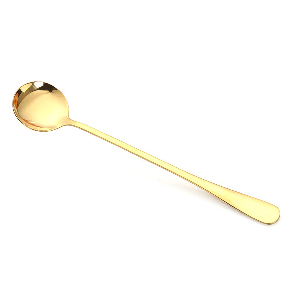 6 arten Eis Löffel Kaffee Löffel Tee Cafe Scoop Lange Griff Löffel Geschirr Besteck Kaffee Trinken Werkzeug Küche Cucharas: Gold
