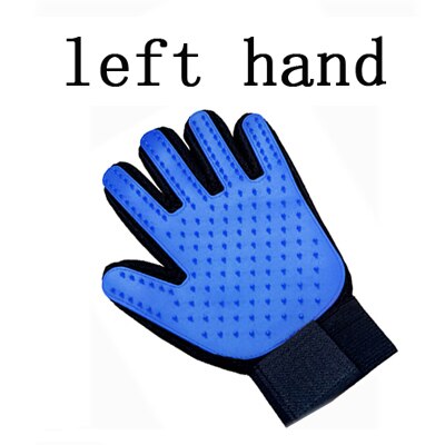 Pet Dog Grooming Glove Silicone Cats Brush Comb Deshedding Hair Gloves Dogs Bath Cleaning Supplies Animal Combs Massage Gloves: right blue
