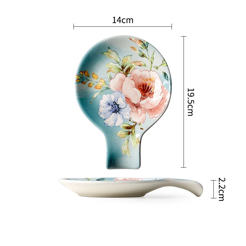 Underglaze Ceramic Plate French Home Rectangle Snack Tray Hand Painted Flower Decorate Dinner Plates Dining Table Decor: Dish-19.5x14x2.2cm