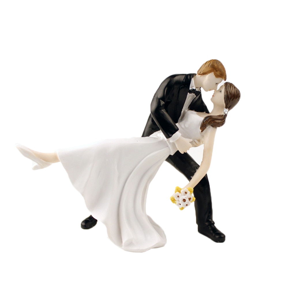 Reusable Romantic Black Groom Bride Marry Resin Figurine Wedding Cake Topper Wedding Decoration Baking Decor Tools