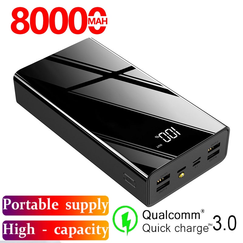 80000mAh Power Bank Large Capacity LCD PowerBank External Battery USB for Samsung Xiaomi Iphone Portable Mobile Phone Charger