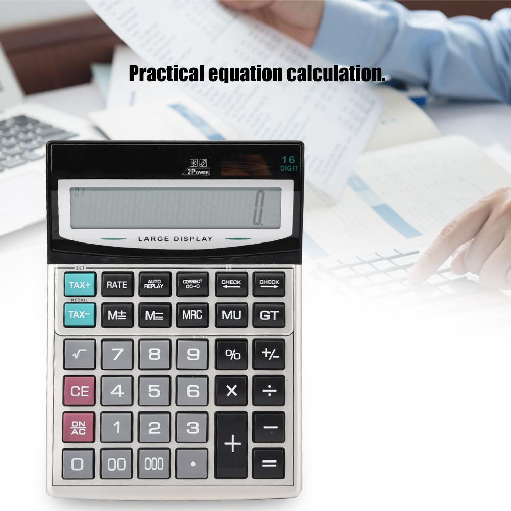 Style Large Button 16-bit Display Calculator CT-9616 ABS Metal Dual Power Supply Solar Energy