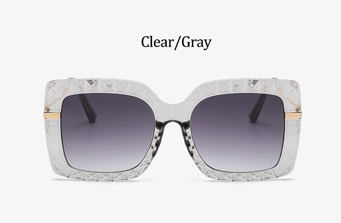 Diamond Bril Vrouwen Vintage Overszied Vierkant Zwart Vrouw Zonnebril Luxe Mode Brillen Frame TR90: Clear Gray