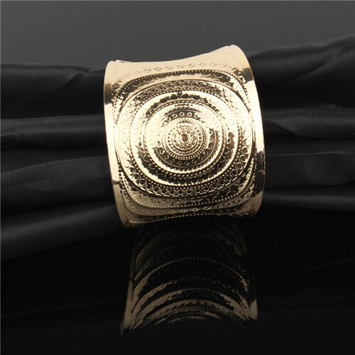 1PC European Curve Metal Tibetan Gold Silver Plated Wide Open Bangle Cuff Bracelets For Women Femme Carved Bracelet Jewelry B20: Gold Plated