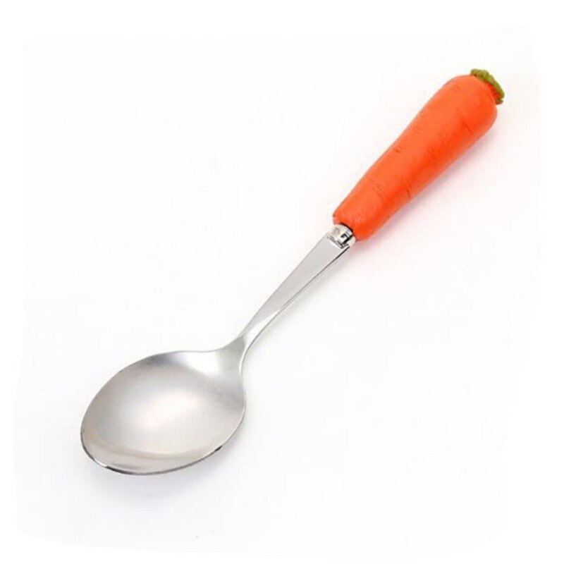 Baby Gadgets Tableware Set Children Utensil Stainless Steel Toddler Dinnerware Cutlery Cartoon Infant Food Feeding Spoon Fork: Carrot Spoon