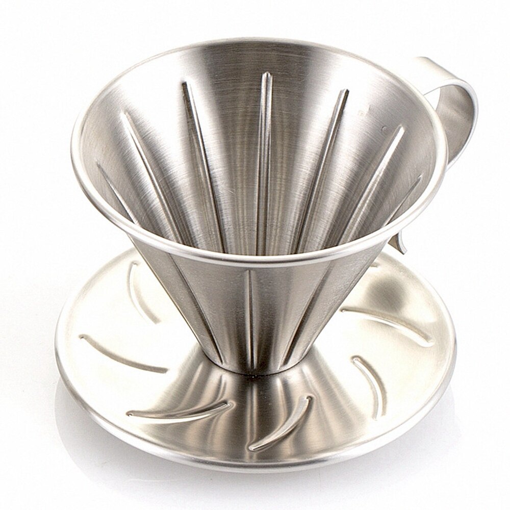 Ecocoffee Reusable V60 Coffee Filter Cup Maker Stainless Steel Holder Metal Mesh Funnel Baskets Coffee Paper Filter