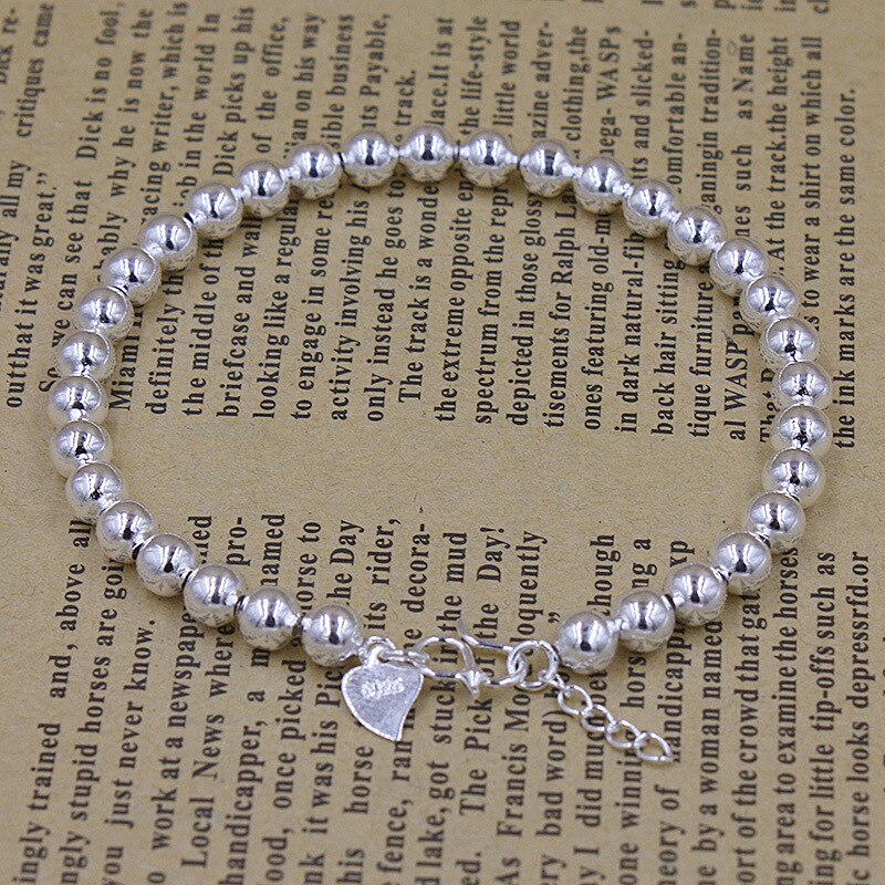 silver color Bracelet Full Smooth Ball Bead Bracelets For women Jewelry