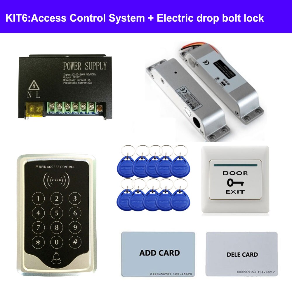 Access Control System DIY Kit + RFID ID keypad standalone controller + Power Supply +exit button + lock for various doors: KIT6