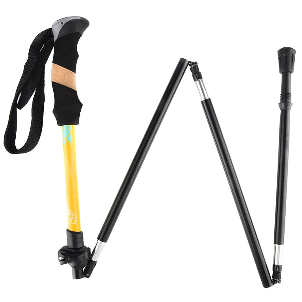 Trekking Poles Ultralight Folding Aluminum Walking Sticks Foldable Trail Running Poles Collapsible Hiking Sticks: Yellow