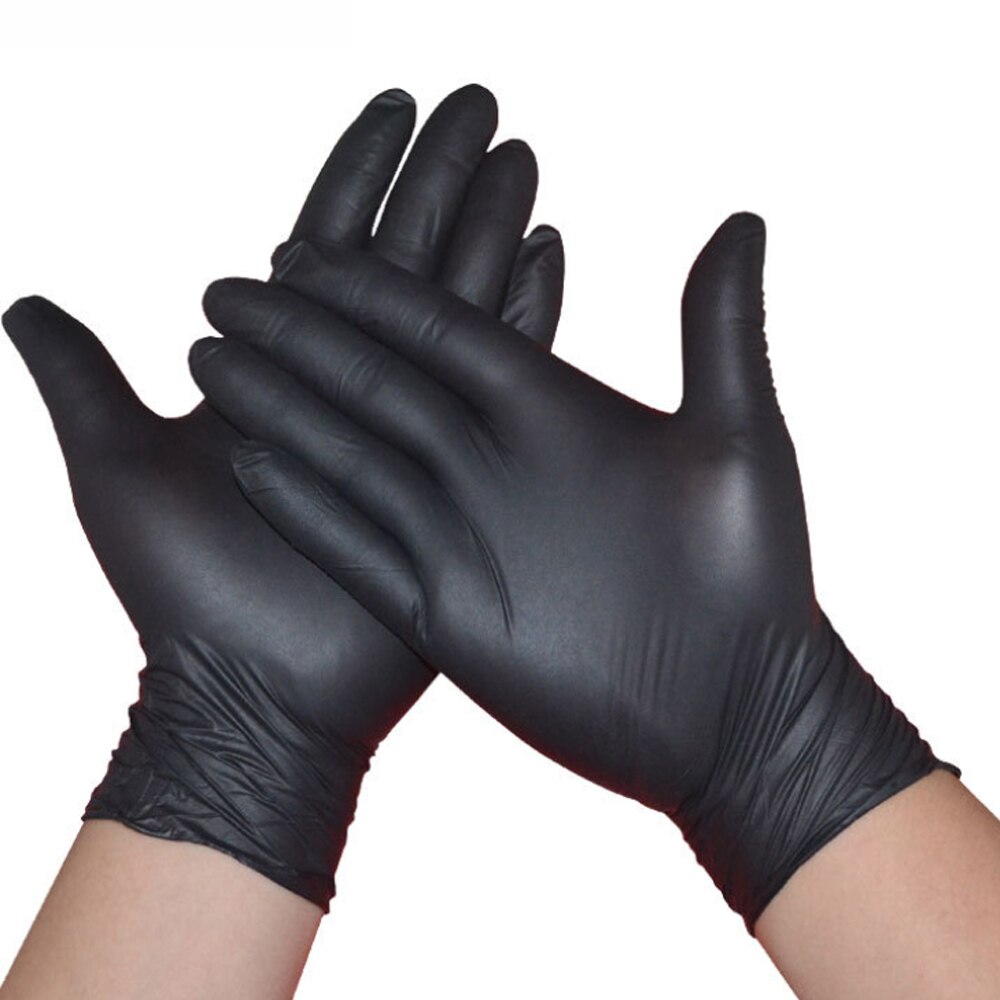 100 stk engangs sorte latex handsker rengøring arbejde vask laboratorium gummi latex beskyttelseshandske