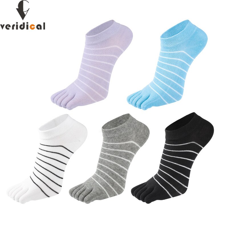 1 paire de chaussettes à cinq doigts en pur coton pour femme et fille, rayées, solides, , mignonnes, Harajuku, sans spectacle, avec orteils, offre spéciale
