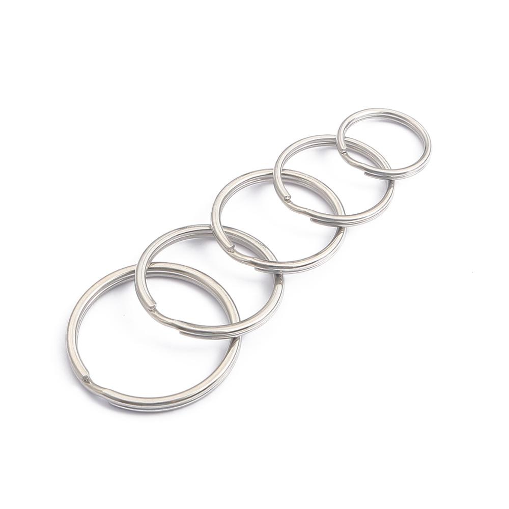 10 teile/los 15mm 25mm 28mm 30mm 32mm 35mm Edelstahl See Schlüssel Ring Schlüssel kette Rhodium Überzogene Flache Teilt Keychain Für Mann