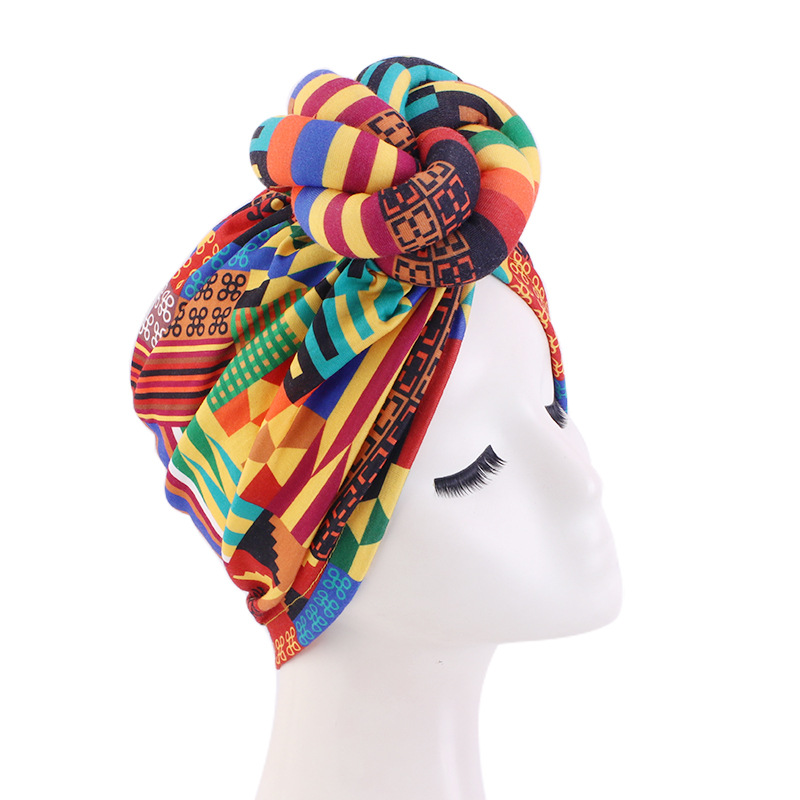 African Print Turban for Women Pre-Made Top Knot Head Wraps Flower Stretch Hijab Ladies Party Wedding Headdress: DARK GRAY