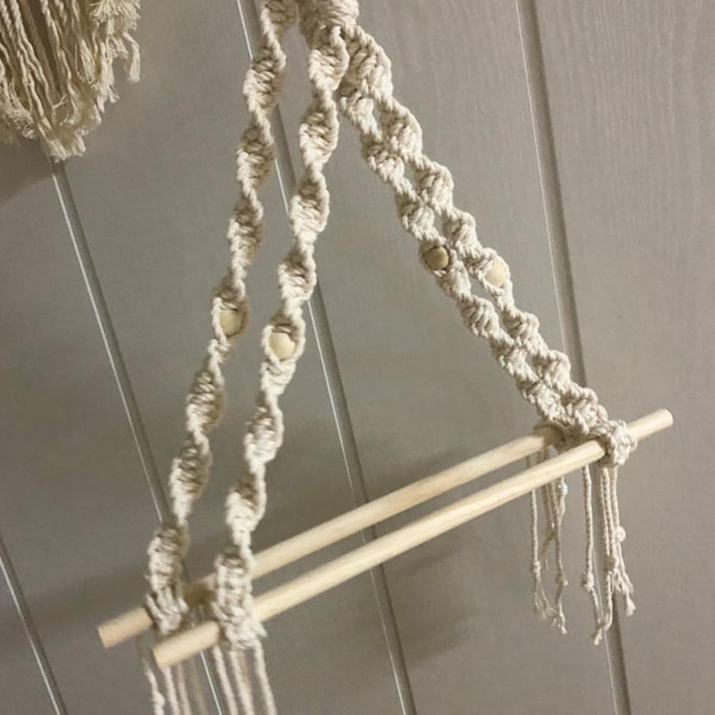 Boho Paper Towel Holder Multifunctional Wood Cotton Rope Towel Storage Rack Paper Towel Hanging for Kitchen Bathroom Wall Decor