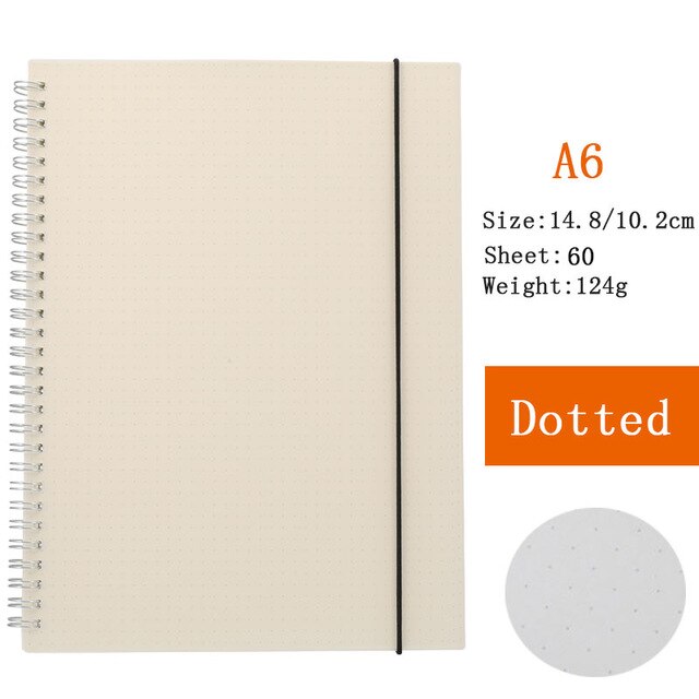 Hethrone A5 A6 Losse Blad Notebook Spiraal Bindmiddel DOT Blank Grid Papier Wekelijkse plan Papier Briefpapier Voor School Kantoor Notepad: F