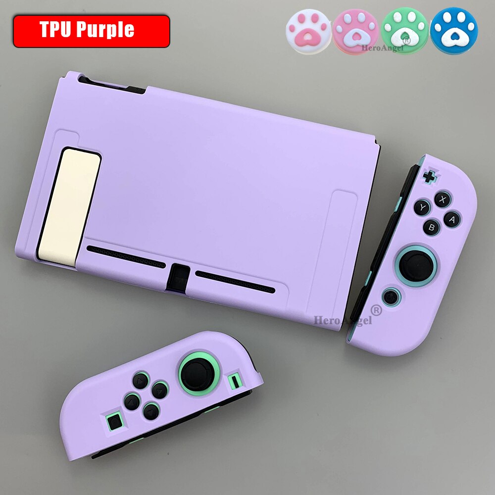 Leuke Pure Tpu Soft Cover Voor Nintendo Switch Beschermende Split Cover Shell Anti-Val Game Console Case voor Ns Accessorie: Purple