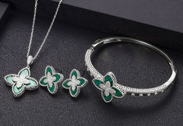 Janekelly-conjunto de joyas de circonia cúbica para mujer, conjunto completo de joyería de boda, cristal de Zirconia cúbica, Zirconia, zirconita, zirconita, de lujo, para , 4 unidades: COLOR ORO ROSADO