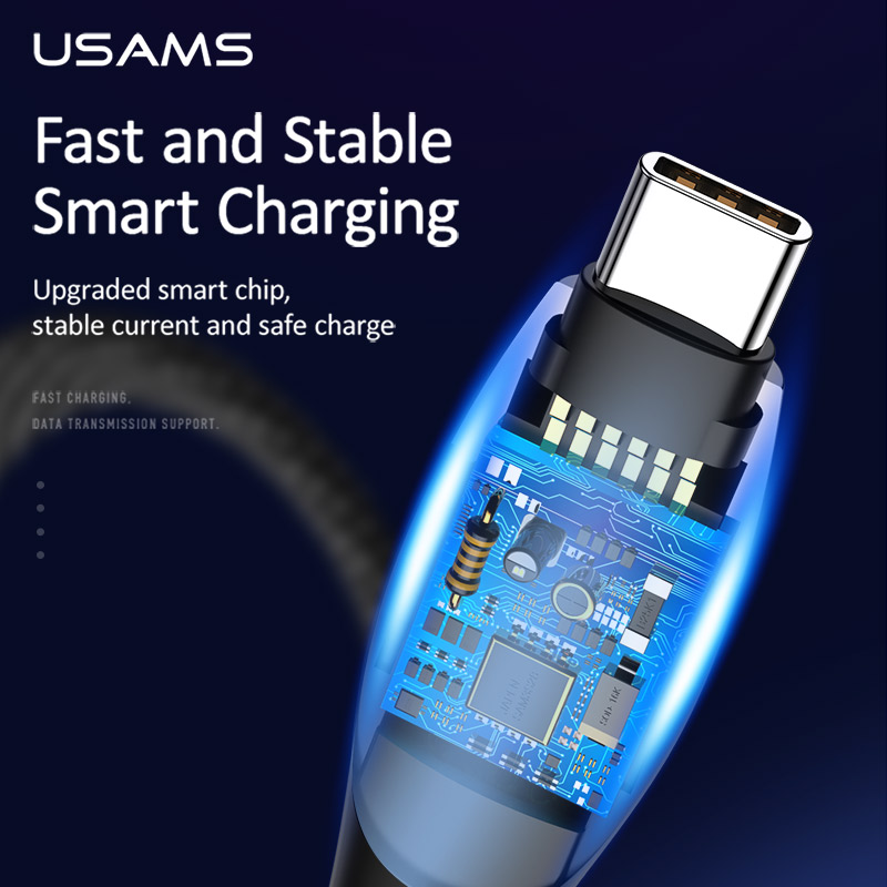 USAMS LED Display USB C Kabel 5A Quick Charge Typ C Kabel für Huawei P10 P20 P30 Mate 9 10 20 Smart Ladekabel Typ-C Draht