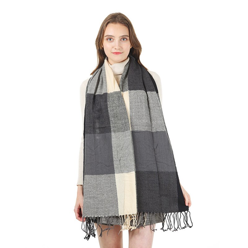 Catei Karrui Dame Winter herbst schal denker warme weibliche schal Schal Frauen einfarbig kaschmir schals mit quaste: GRLA-A2