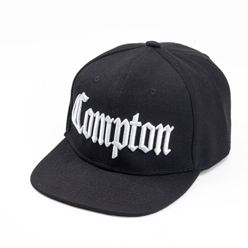 COMPTON embroidery Baseball Cap Hip Hop Snapback caps flat sport Hat For Unisex Adjustable dad hats: black COMPTON