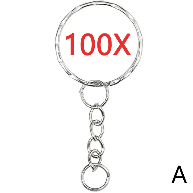 30mm/25mm/20mm Metal Key Rings Keychain Sets Keyfob Anti-rust KeyRings Key Chains Car Key Pendant Split: WHITE