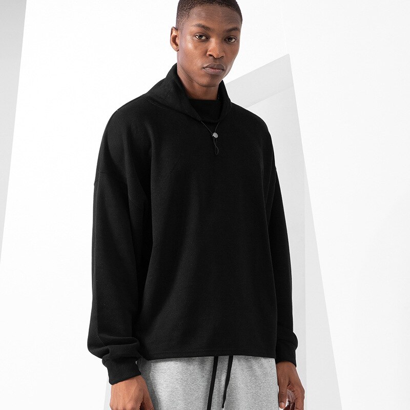 Outono inverno novo além de veludo cor sólida camisola maré marca grande tamanho moda drawstring stand-up colarinho longo-mangas compridas jaqueta