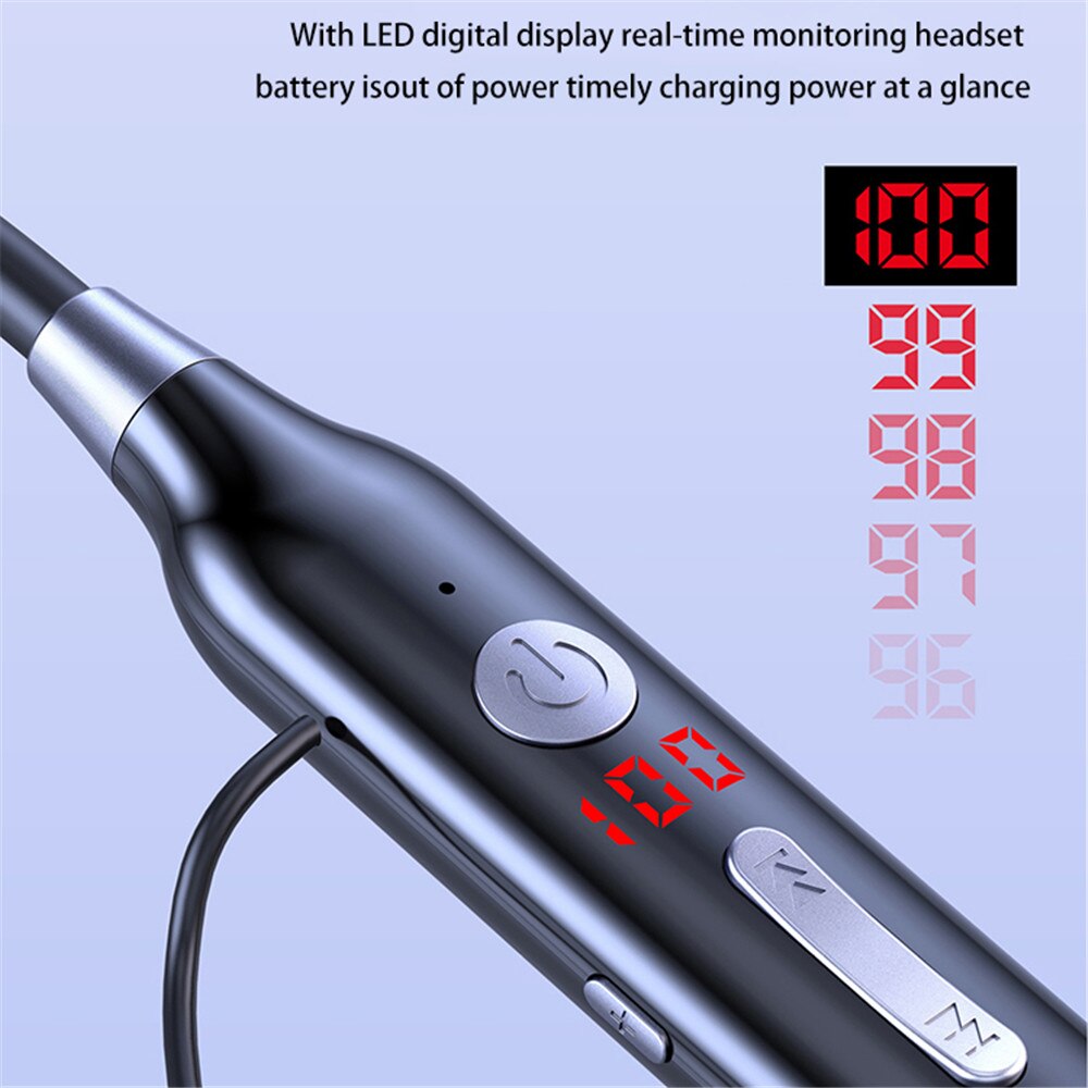 100 Uur Uithoudingsvermogen Bluetooth5.0 Draadloze Hoofdtelefoon Stereo Bass Hoofdtelefoon Nekband Power Led Display Headset Tf Card